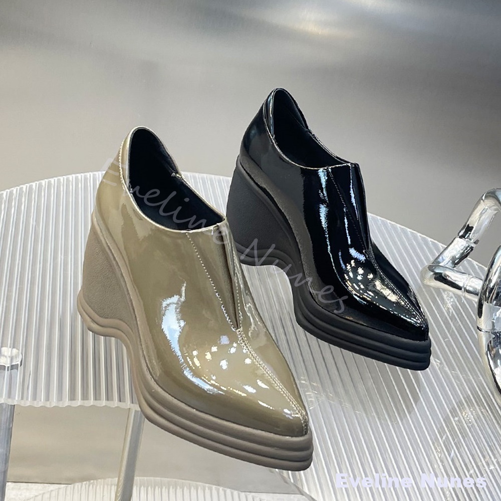 Street Fashion Dress - Patent Leather V Cut Pointed Toe