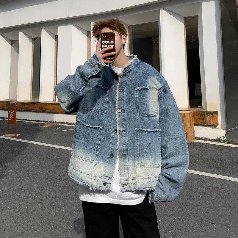 Street Fashion Jacket Men - American Retro Hip Pop Raw Edge