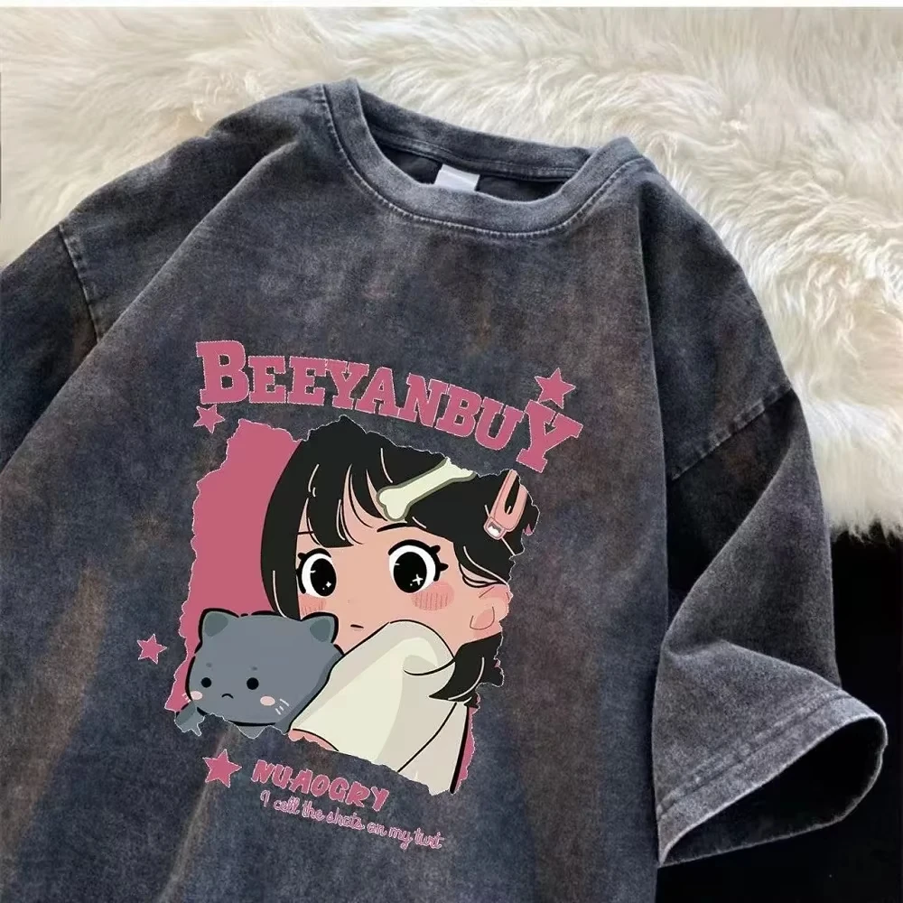 2025 Water-wash vintage t-shir - Street Fashion Trend 2025 ulasan dan harga
