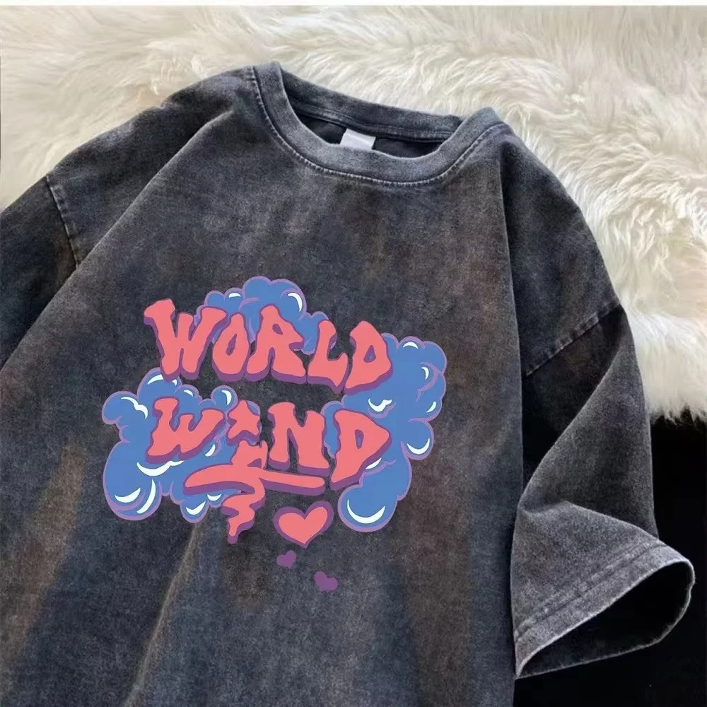 2025 Water-wash vintage t-shir - Street Fashion Trend 2025 ulasan dan harga
