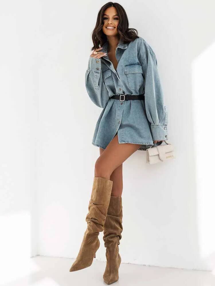 Women Denim Oversized Shirt Ja - Street Fashion Taiwan ulasan dan harga