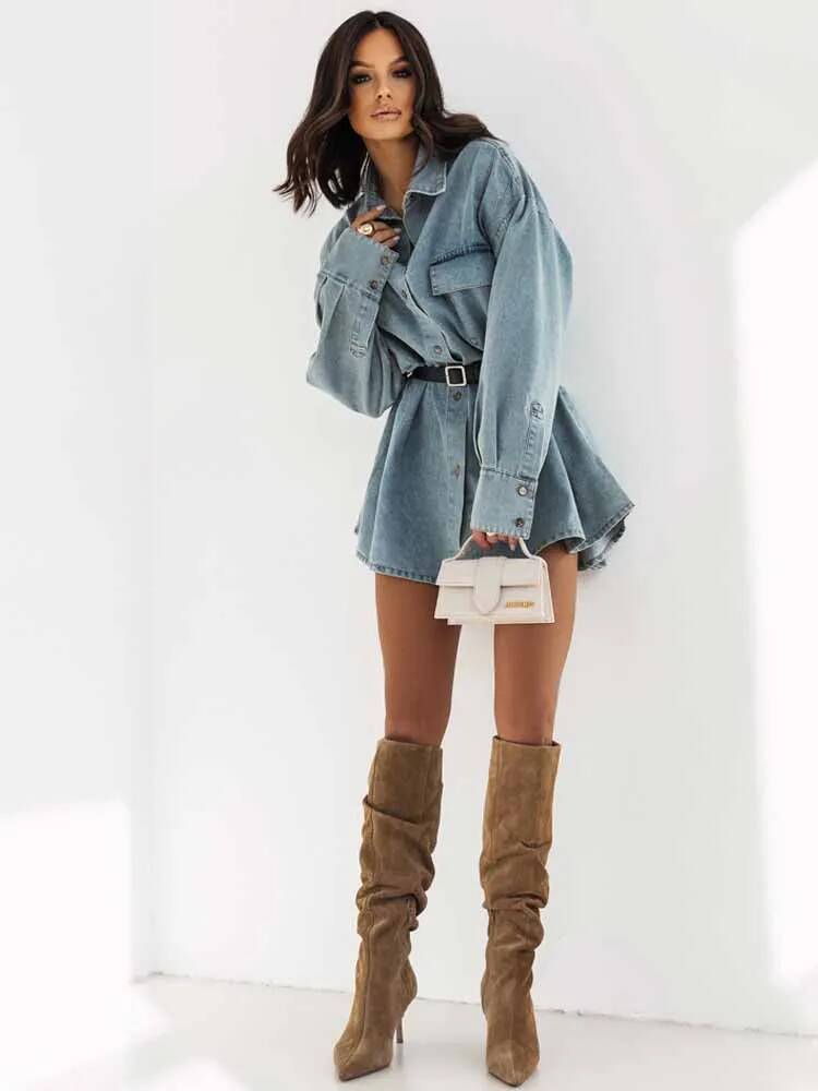Women Denim Oversized Shirt Ja - Street Fashion Taiwan ulasan dan harga