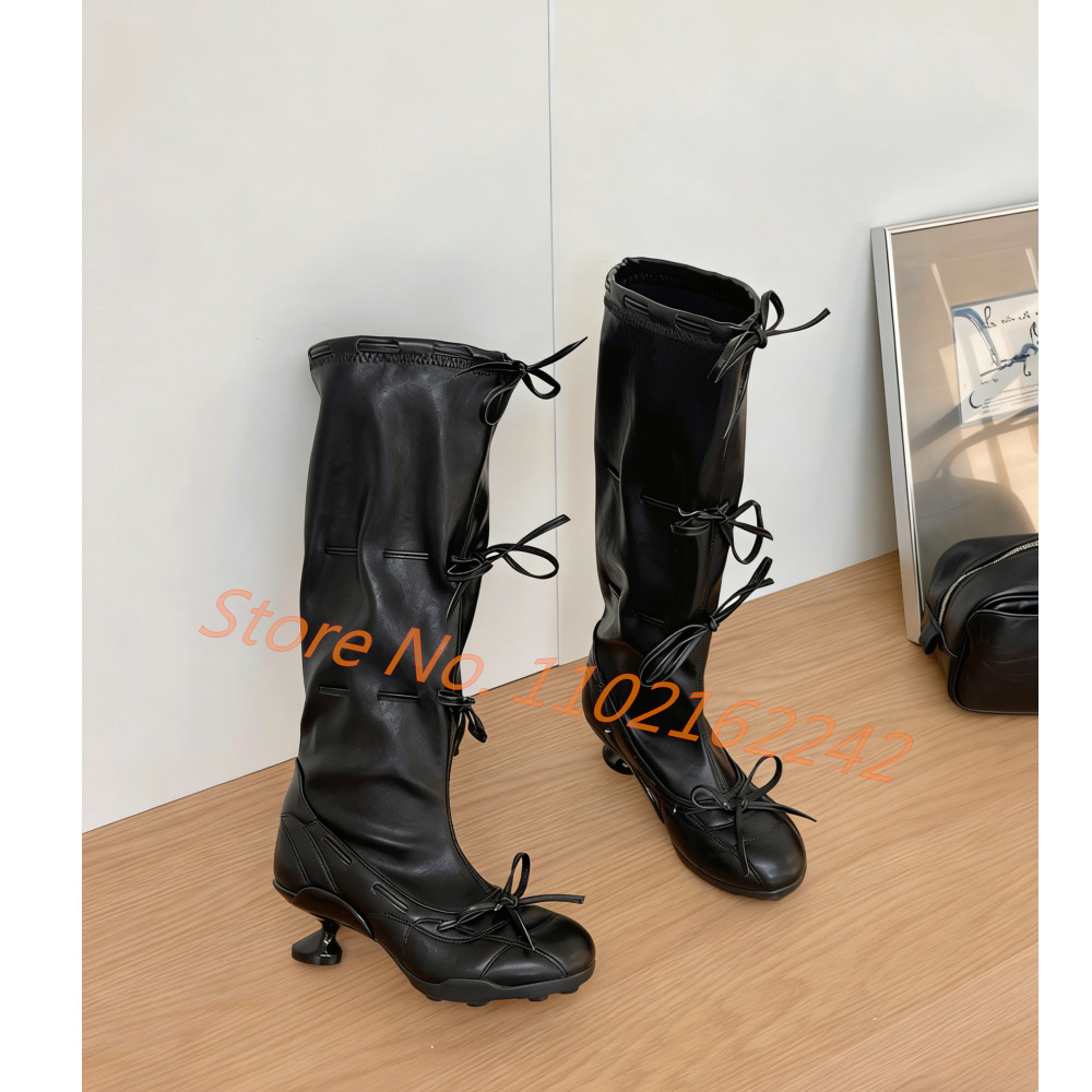 Bow-Tie Ballet Knee-High Boots - Street Fashion Runway ulasan dan harga