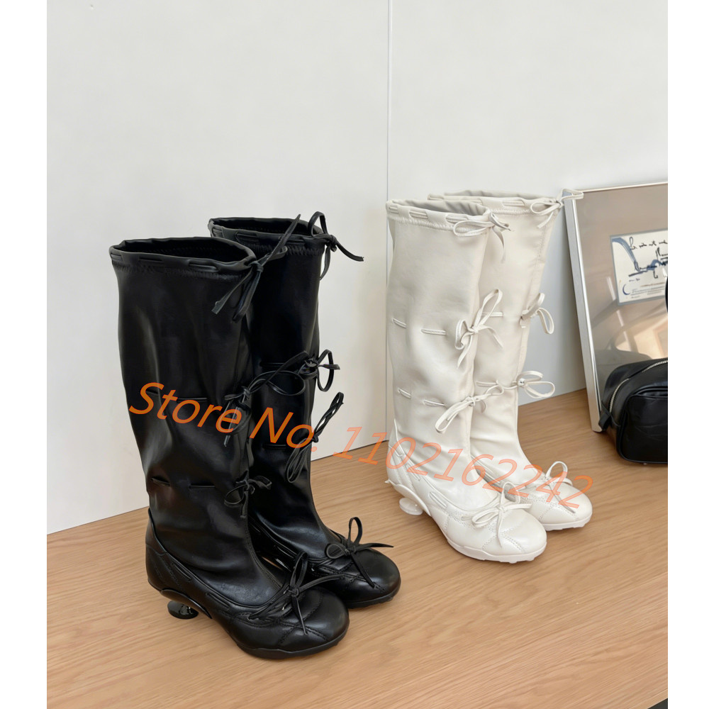 Bow-Tie Ballet Knee-High Boots - Street Fashion Runway ulasan dan harga
