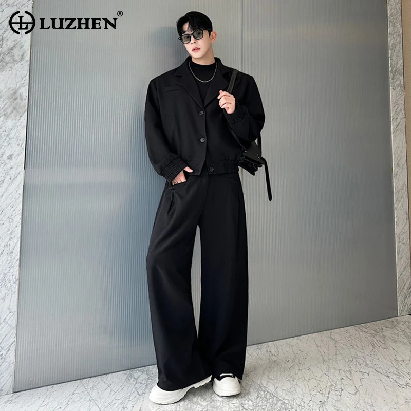 LUZHEN Spring Blazer Neck Casu - Street Fashion Jacket Men ulasan dan harga