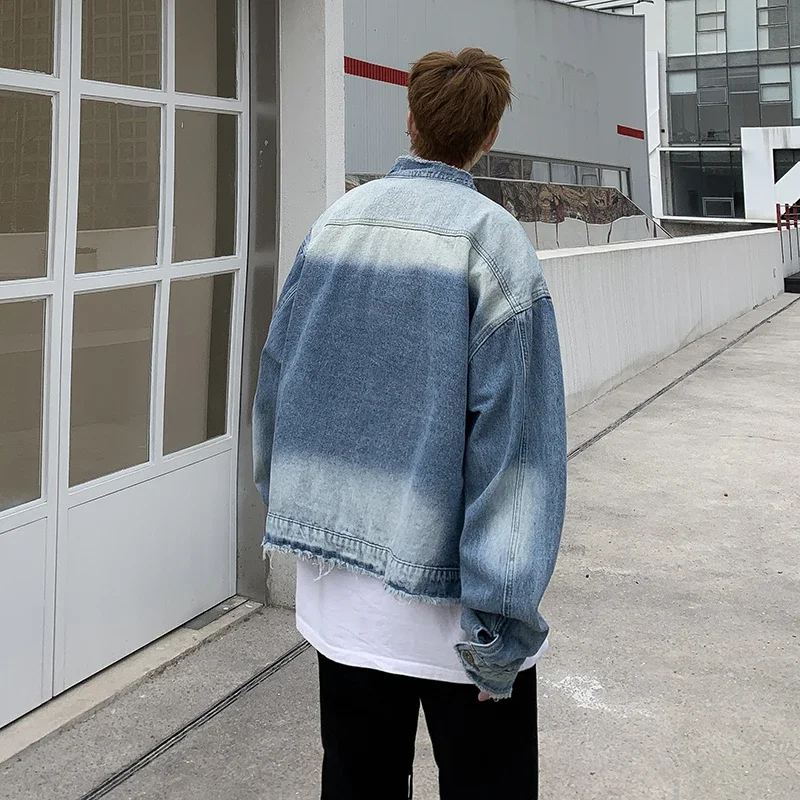 American Retro Hip Pop Raw Edg - Street Fashion Jacket Men ulasan dan harga