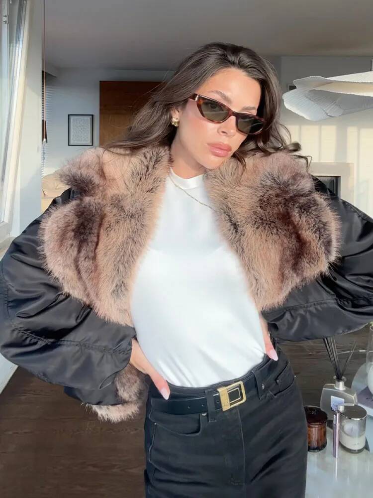 Women Fashion Faux Fur Collare - Street Fashion Taiwan ulasan dan harga