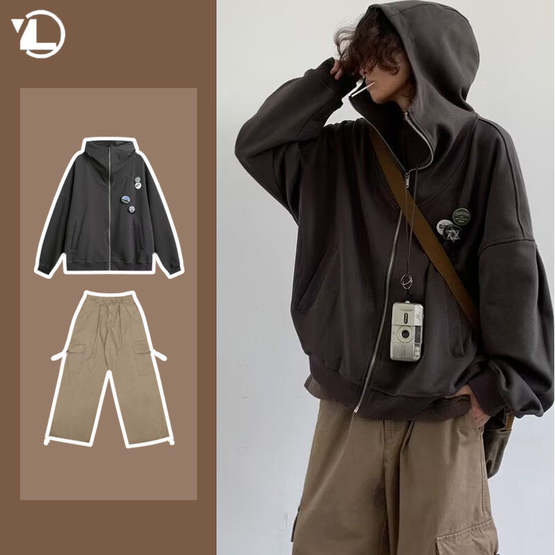 Autumn College Casual Set Men  - Street Fashion Jacket Men ulasan dan harga