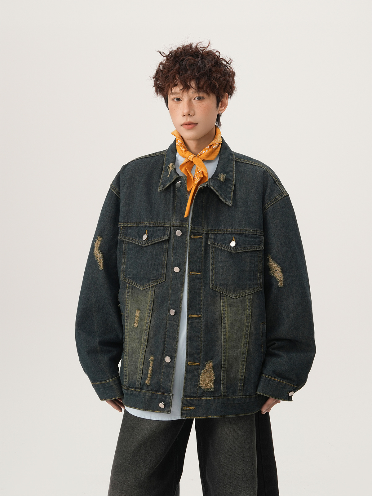 American High Street Ripped De - Street Fashion Jacket Men ulasan dan harga