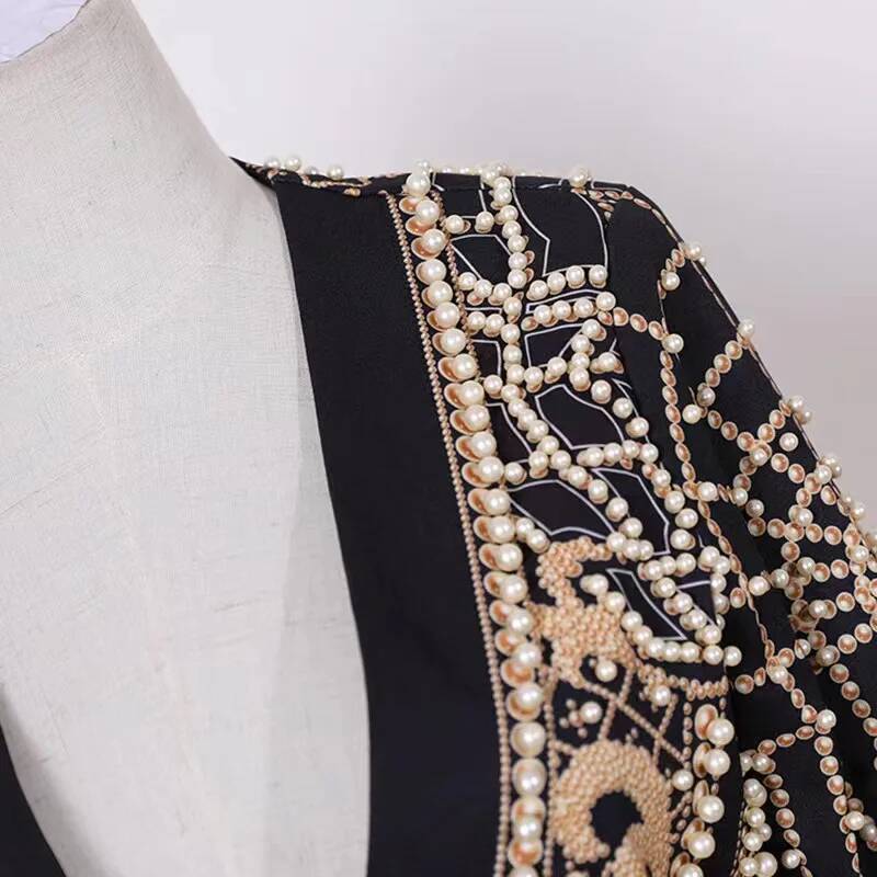 Fashion Beading V Neck Blazers - Street Fashion Taiwan ulasan dan harga