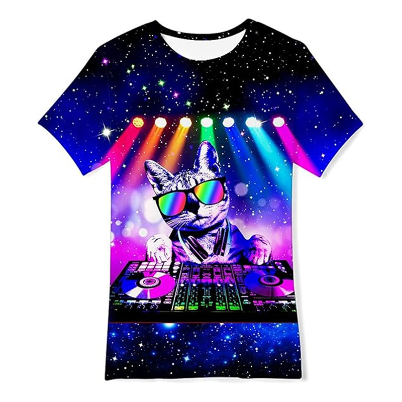 Neon Hip Hop Cat T-shirt For M - Street Fashion Trend 2025 ulasan dan harga