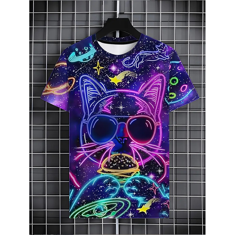 Neon Hip Hop Cat T-shirt For M - Street Fashion Trend 2025 ulasan dan harga