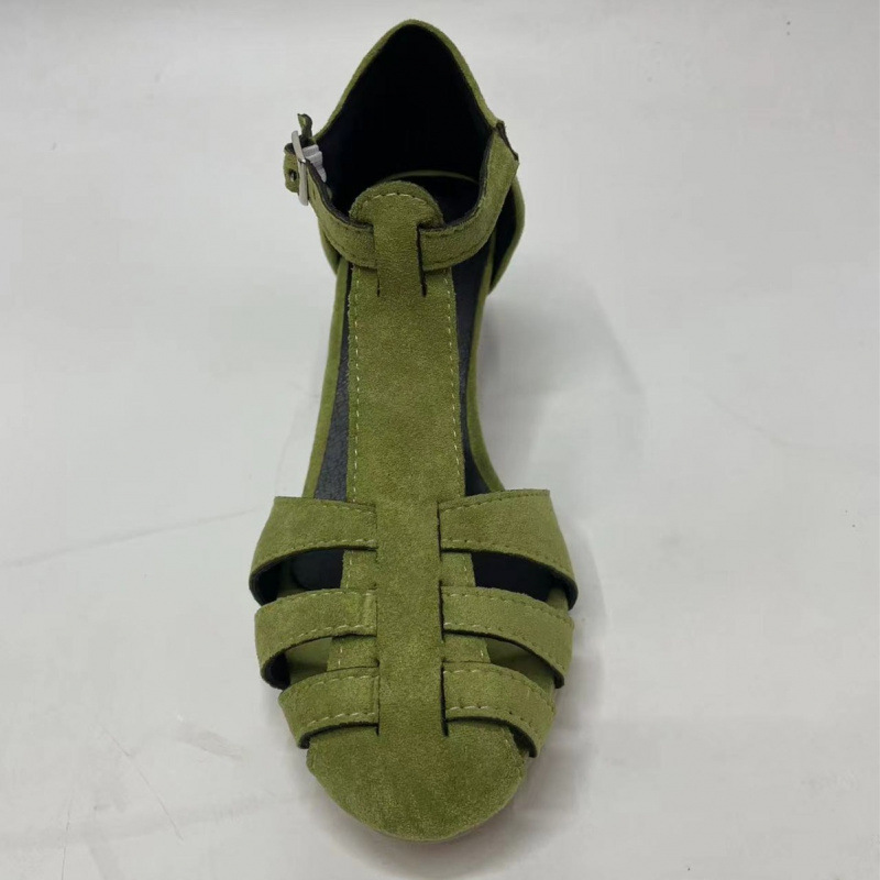 Women's Green Suede Kitten Hee - Street Fashion Dress ulasan dan harga