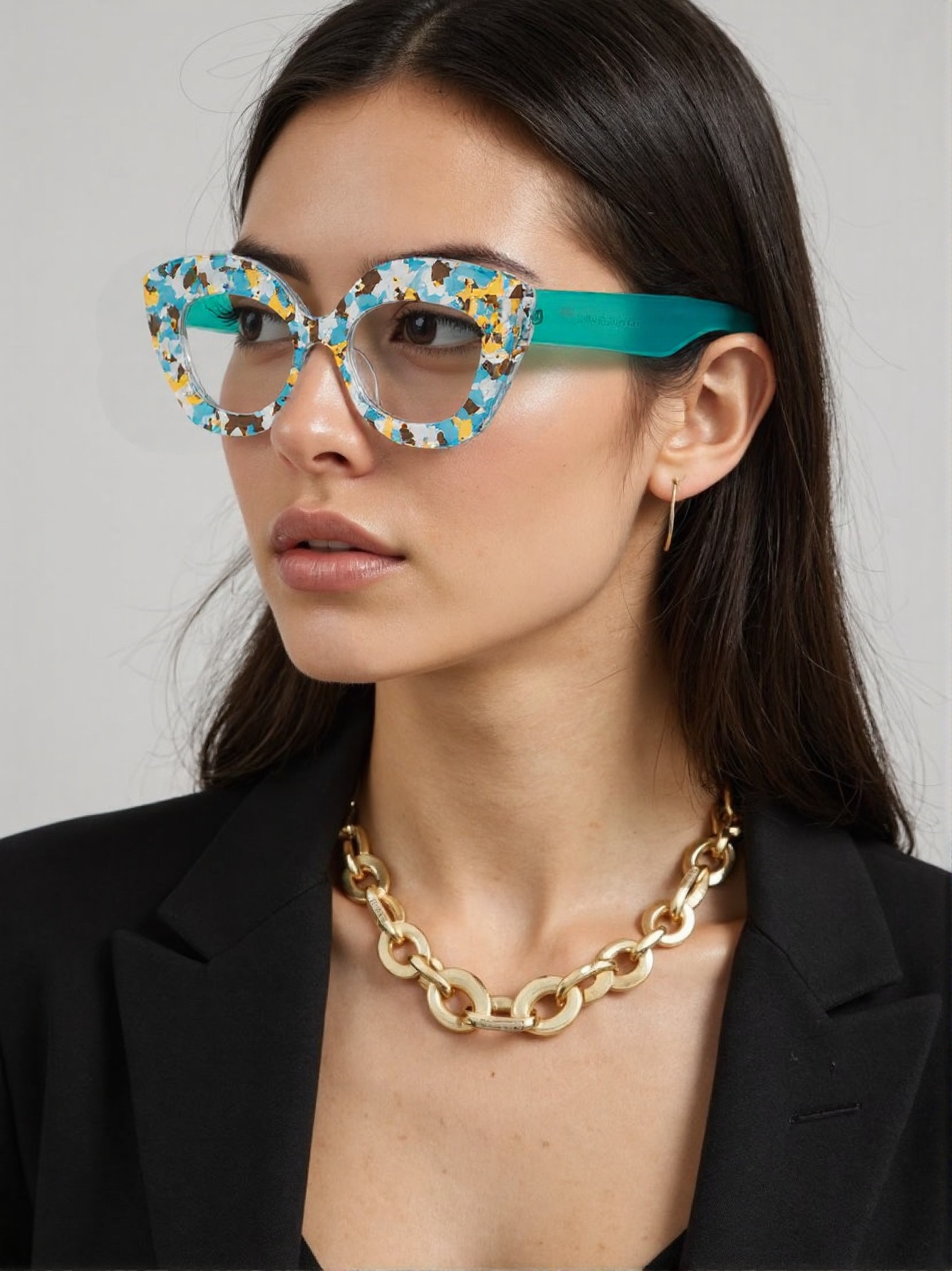 Large Frame Cat-Eye Floral Gla - Street Fashion Runway ulasan dan harga