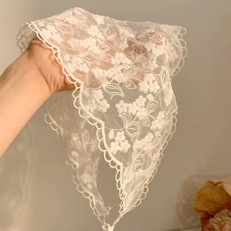 Triangle Lace Bandana Cream Wh - Bandana Multi Way ulasan dan harga