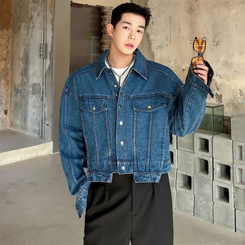 LUZHEN Personality Denim Short - Street Fashion Jacket Men ulasan dan harga
