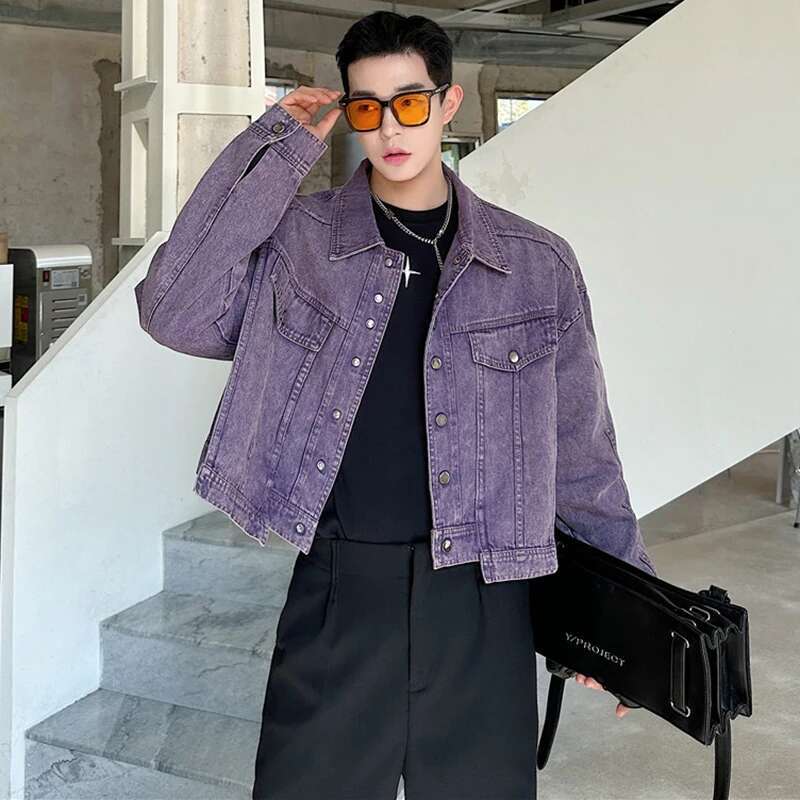LUZHEN Personality Denim Short - Street Fashion Jacket Men ulasan dan harga