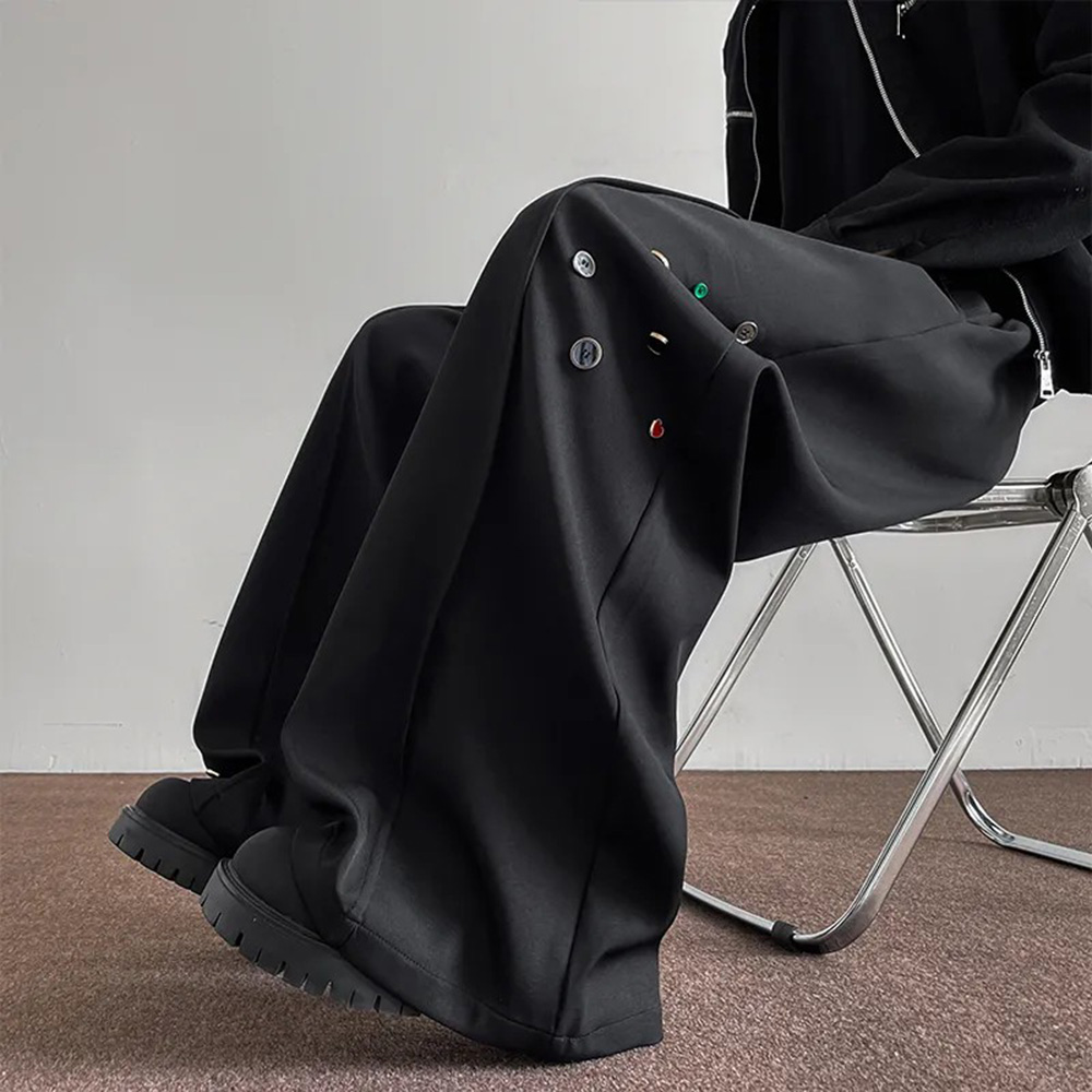 Mens Trousers Button Decoratio - Street Fashion Youth ulasan dan harga