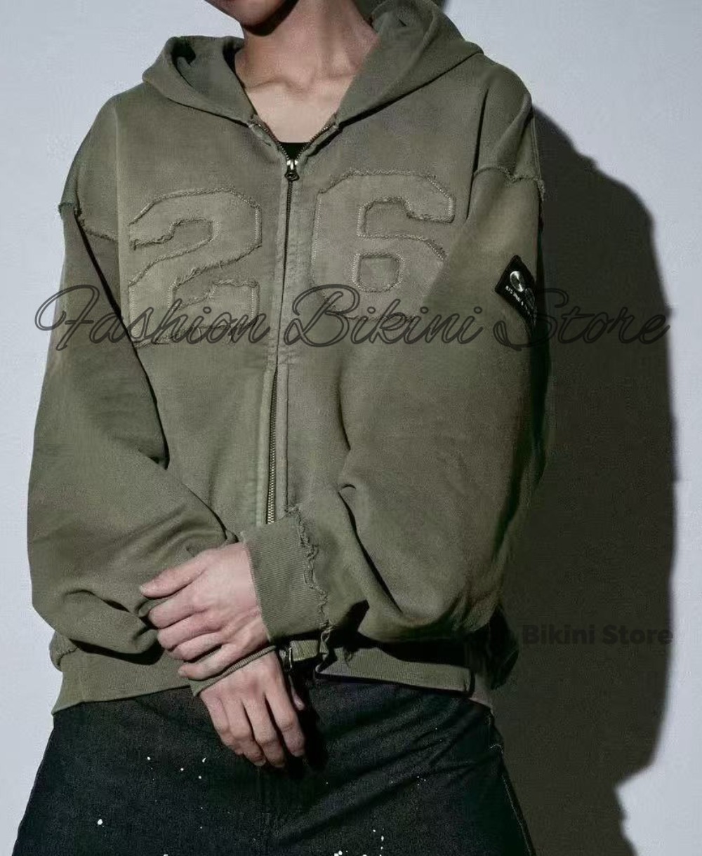 NEW Washed Grey Retro Hoodie 3 - Street Fashion Jacket Men ulasan dan harga