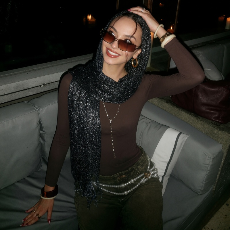 Glitter Metallic Tassel Shawl  - Bandana Multi Way ulasan dan harga