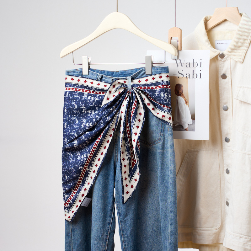 Denim Blue Triangle Scarf New  - Bandana Multi Way ulasan dan harga
