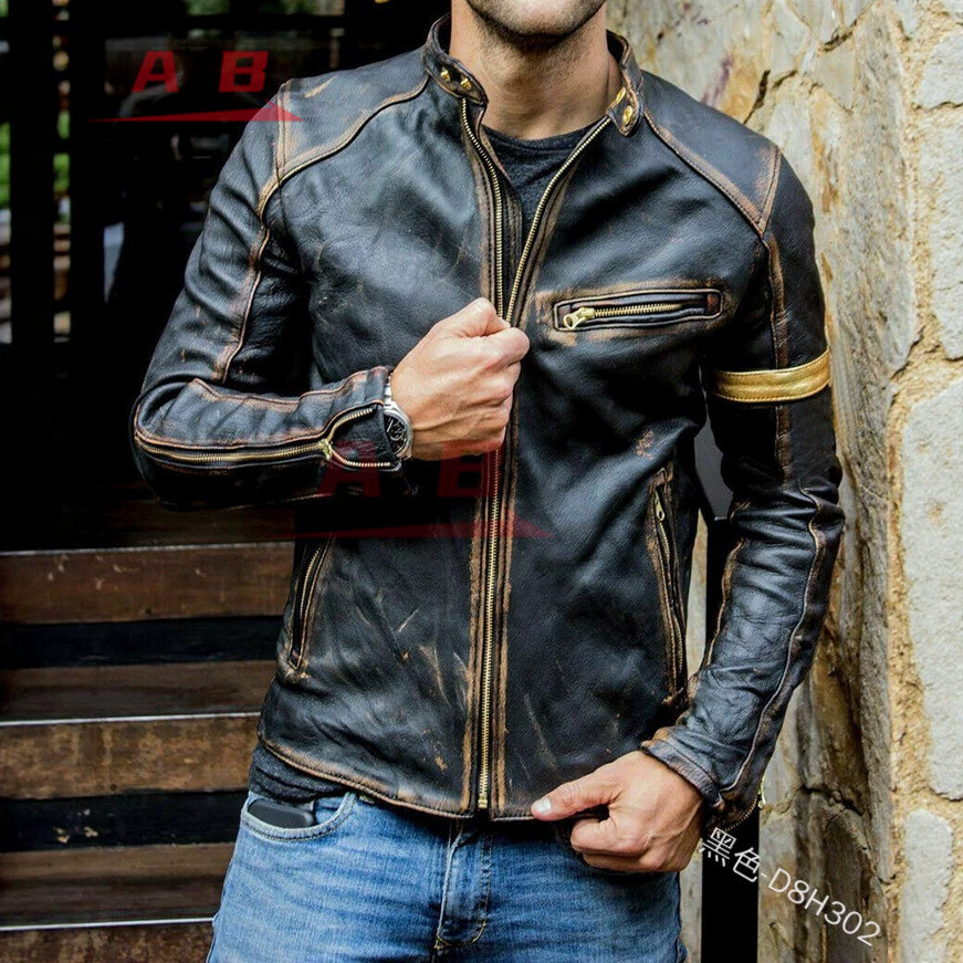 Motorcycle Retro Leather Jacke - Street Fashion Jacket Men ulasan dan harga