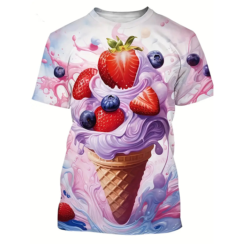 Ice Cream Color Fashion T-shir - Street Fashion Trend 2025 ulasan dan harga