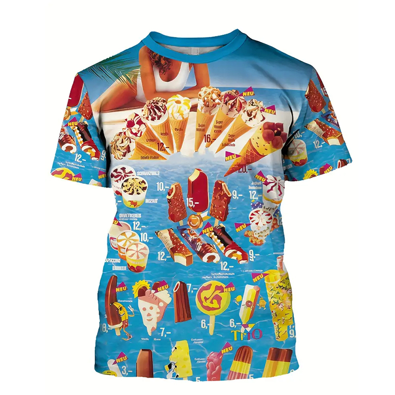 Ice Cream Color Fashion T-shir - Street Fashion Trend 2025 ulasan dan harga