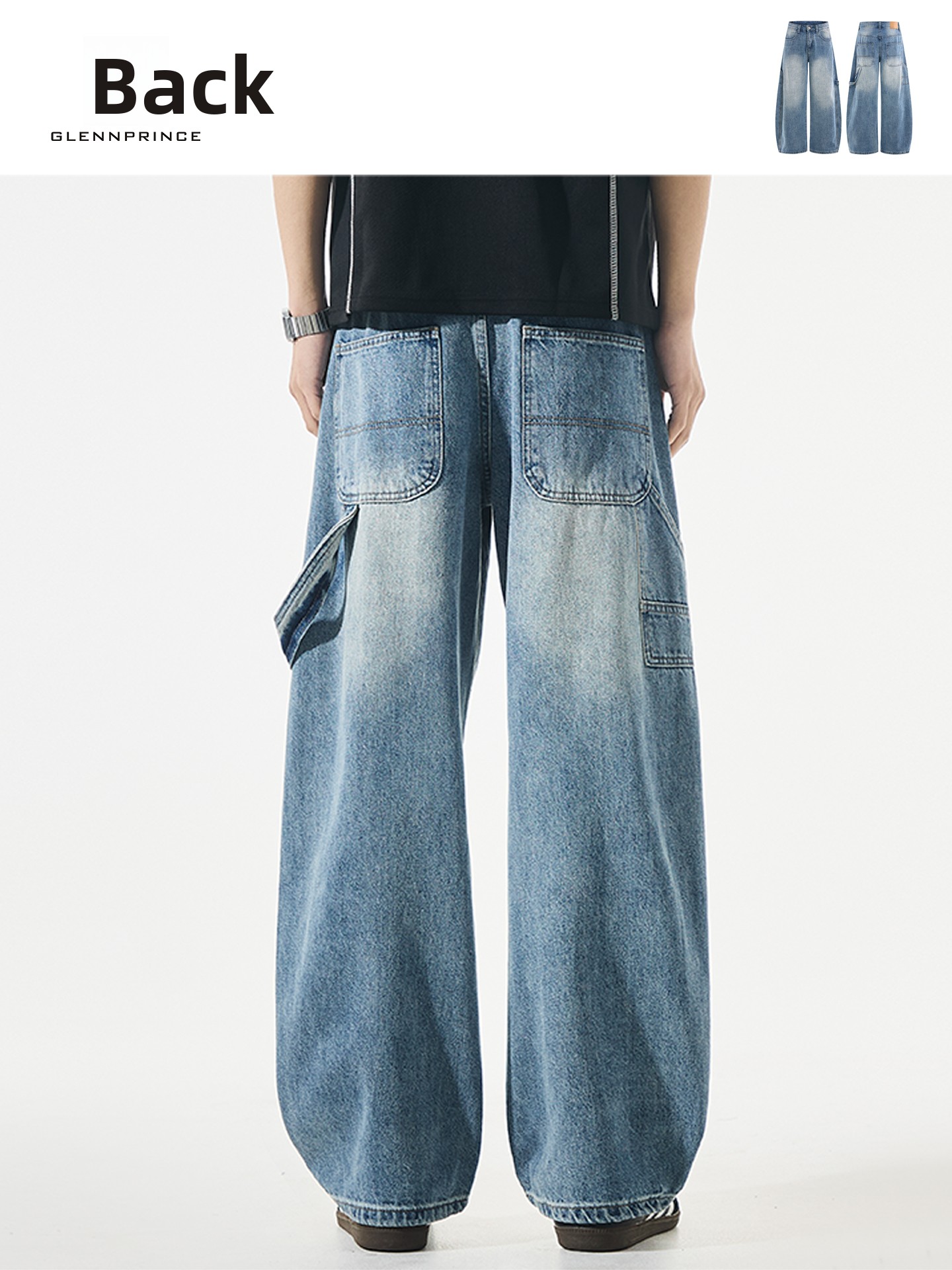 Washed Vintage Men's Wide Leg  - Street Fashion Youth ulasan dan harga